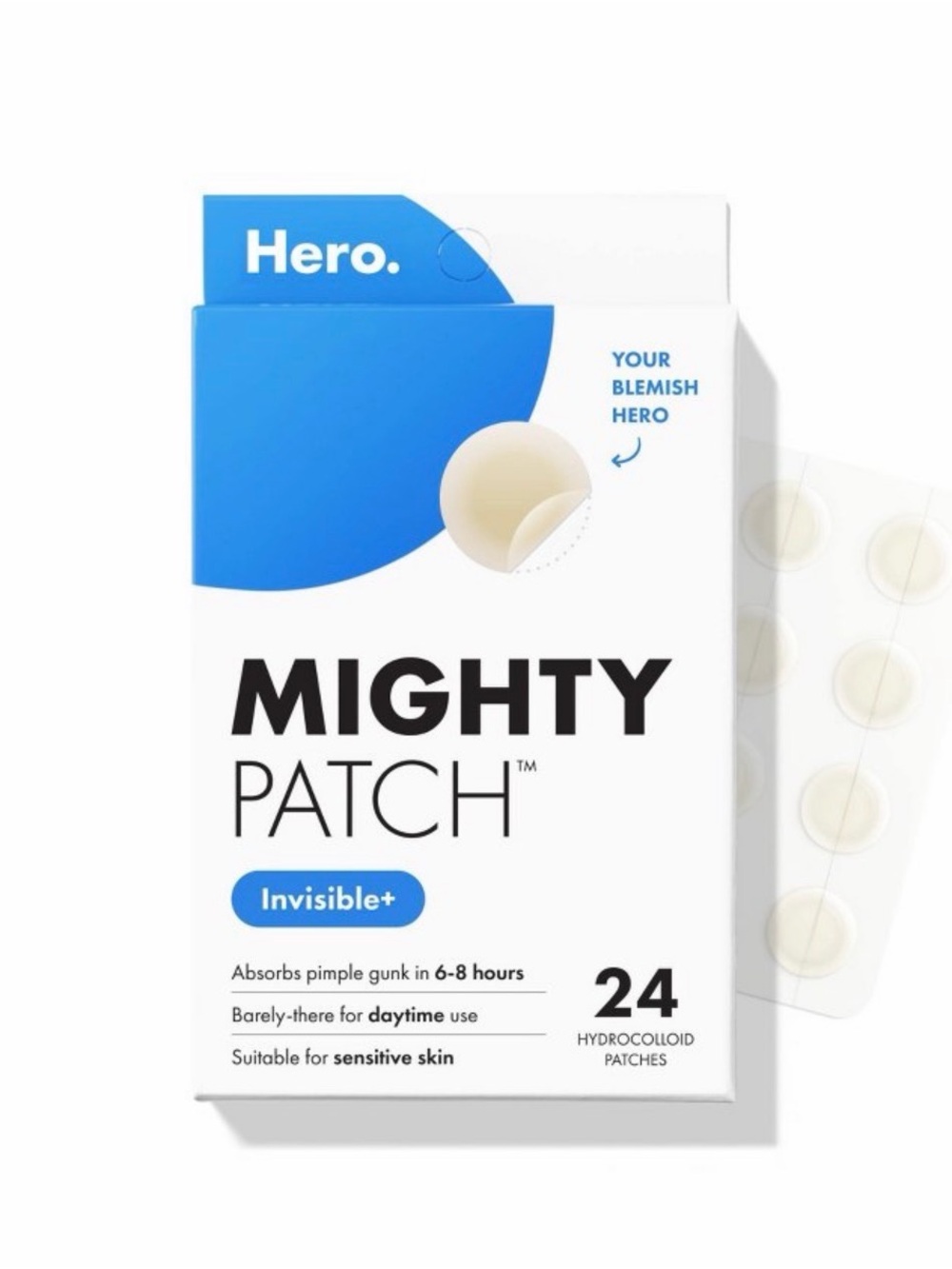 Mighty Patch Invisible+ Hydrocolloid Acne Patches — White/Blue